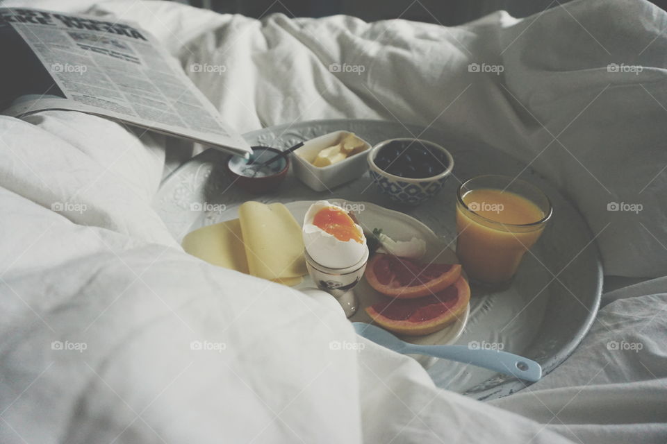 breakfast and the News in bed