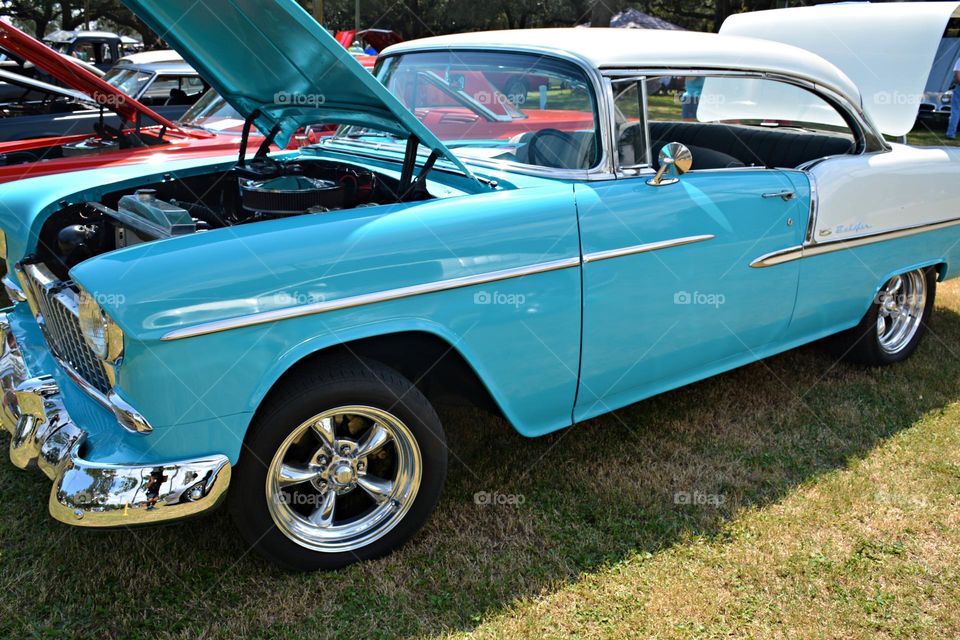 Cars with soul - A beautiful 1955 India Ivory over Regal Turquoise colored Chevrolet Bel Air Coupe