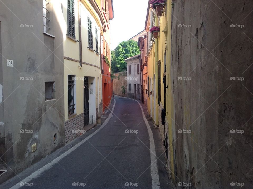 Small street in Rimini, Italy