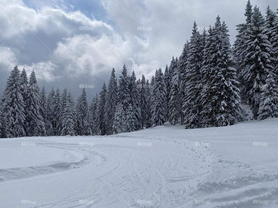 Beautiful mountains view during the winter 