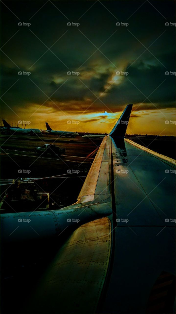 in Detroit waiting for take off