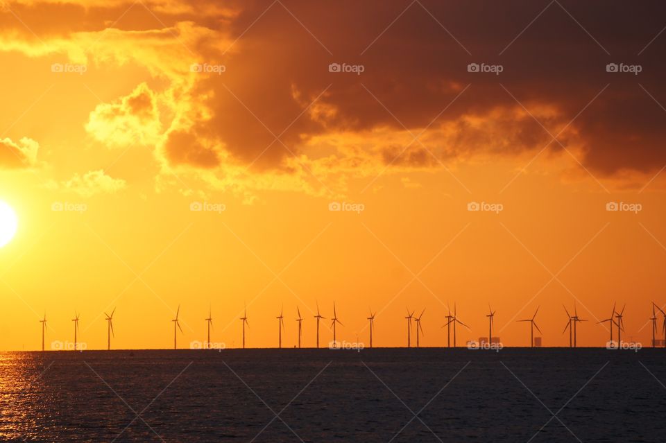 Windmills in horizon