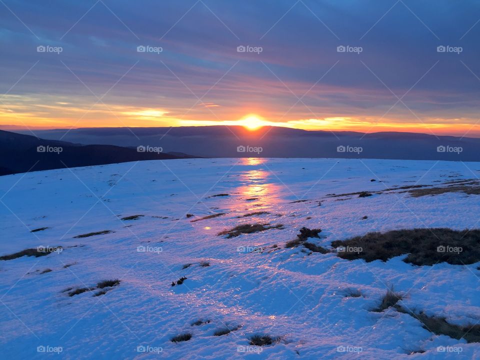 Scenic veiw of sunset in winter