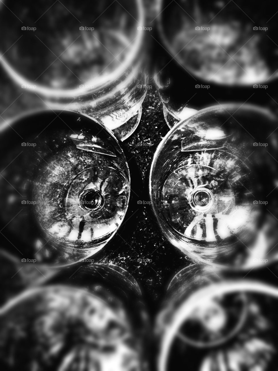 High angle view of wineglasses