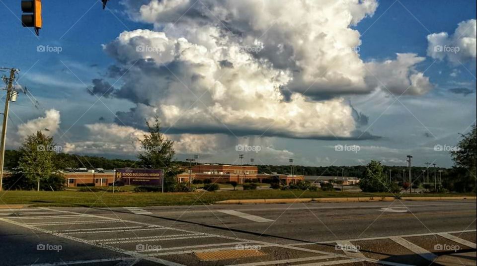 Storm cloud over high school