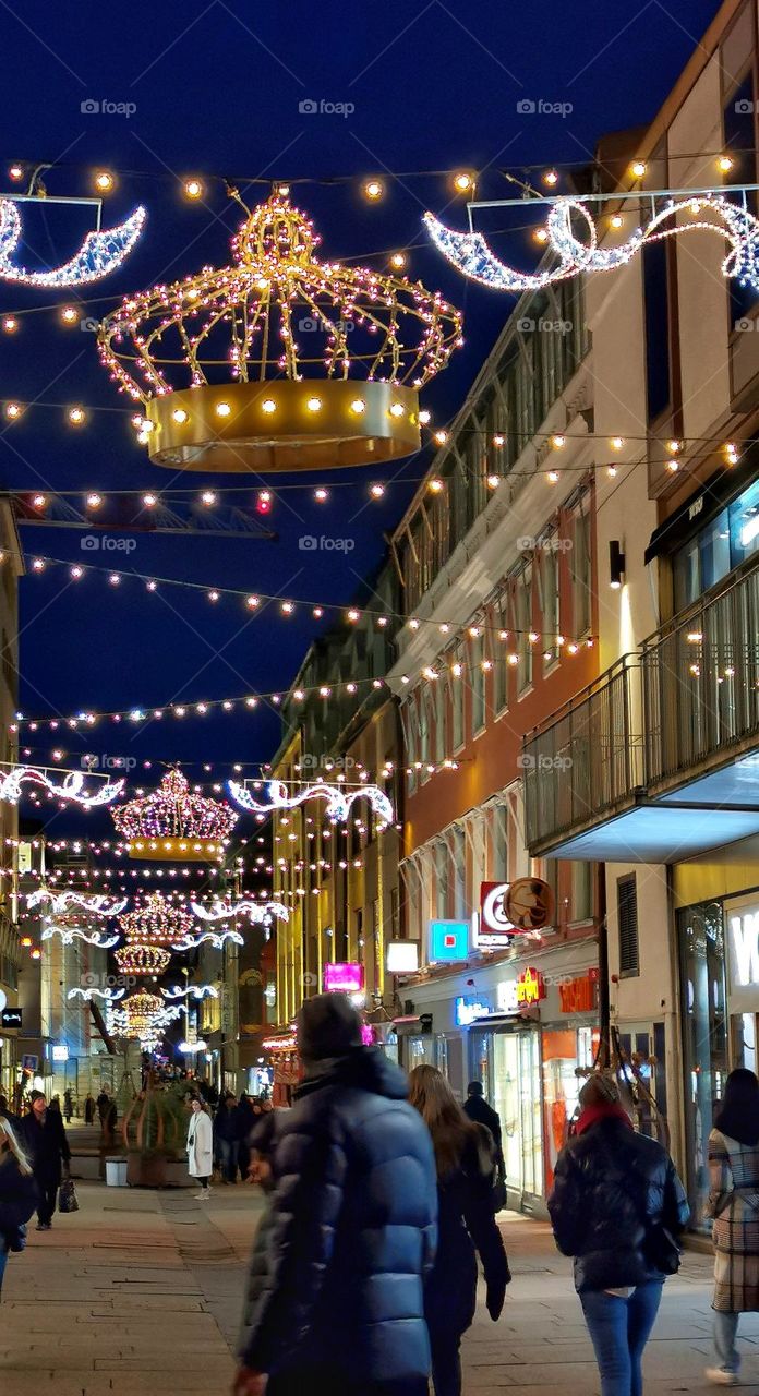 Shopping street at Christmas time