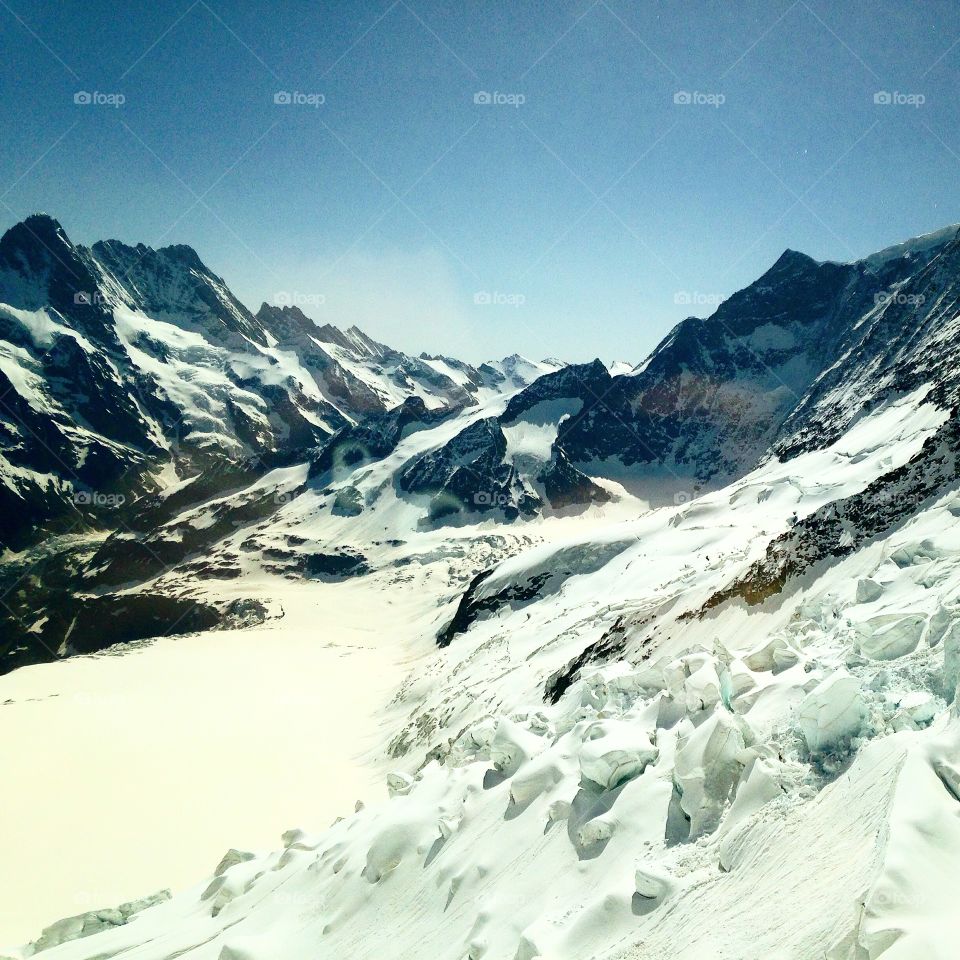 View from top of Swiss alps in Jungfrau- the highest point in Europe! 