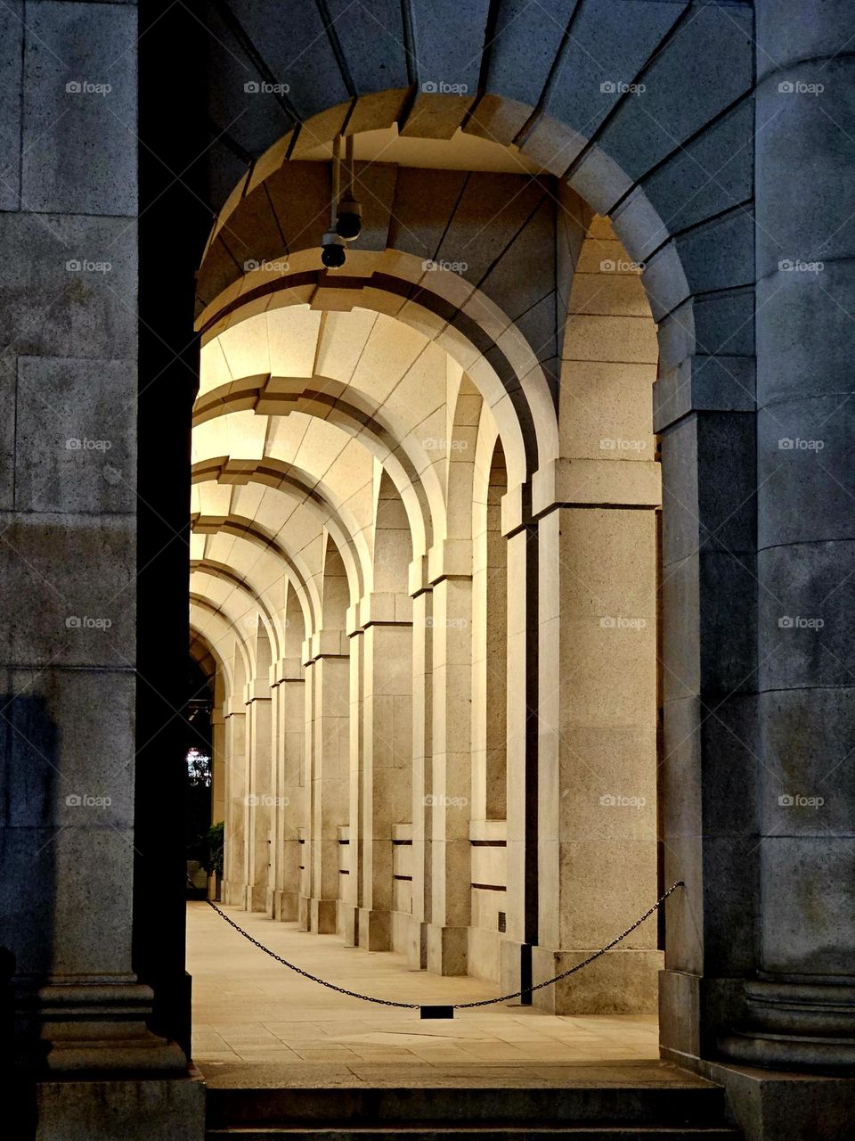 Lighted passageway of a heritage structure