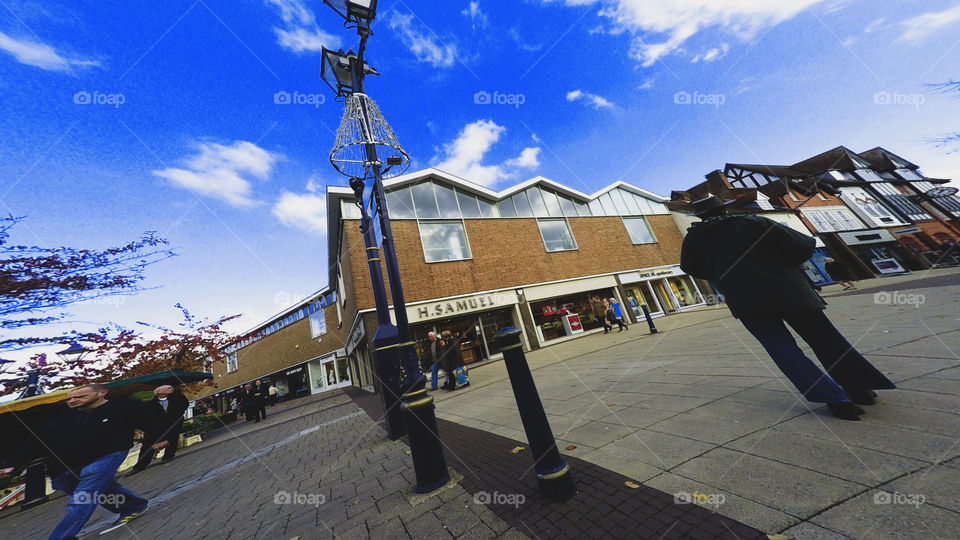 Street. High street shops 