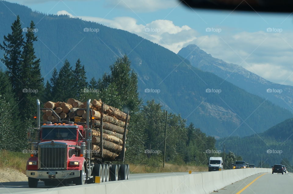 Logging truck mountains