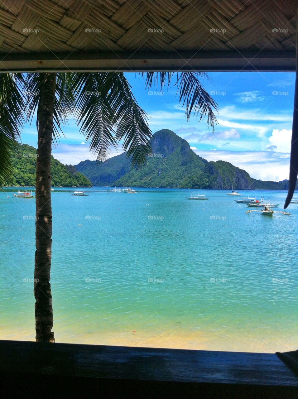 View of mountains and sea