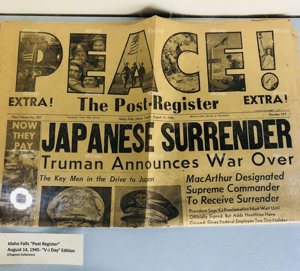 Breaking News of World War 2: Japanese Surrender (Original Newspaper of 1945)