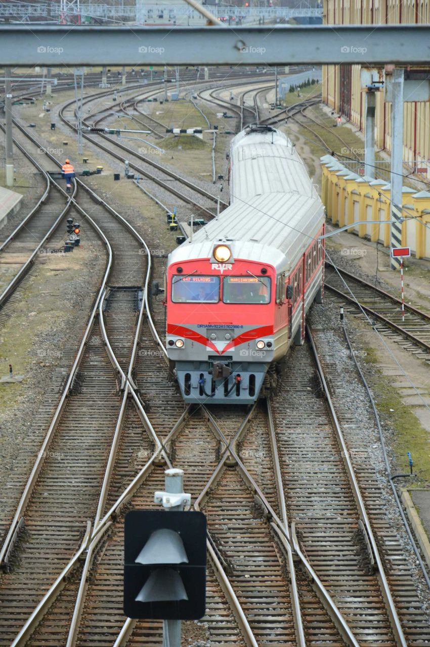 train on the turn. Vilnius 2016 spring