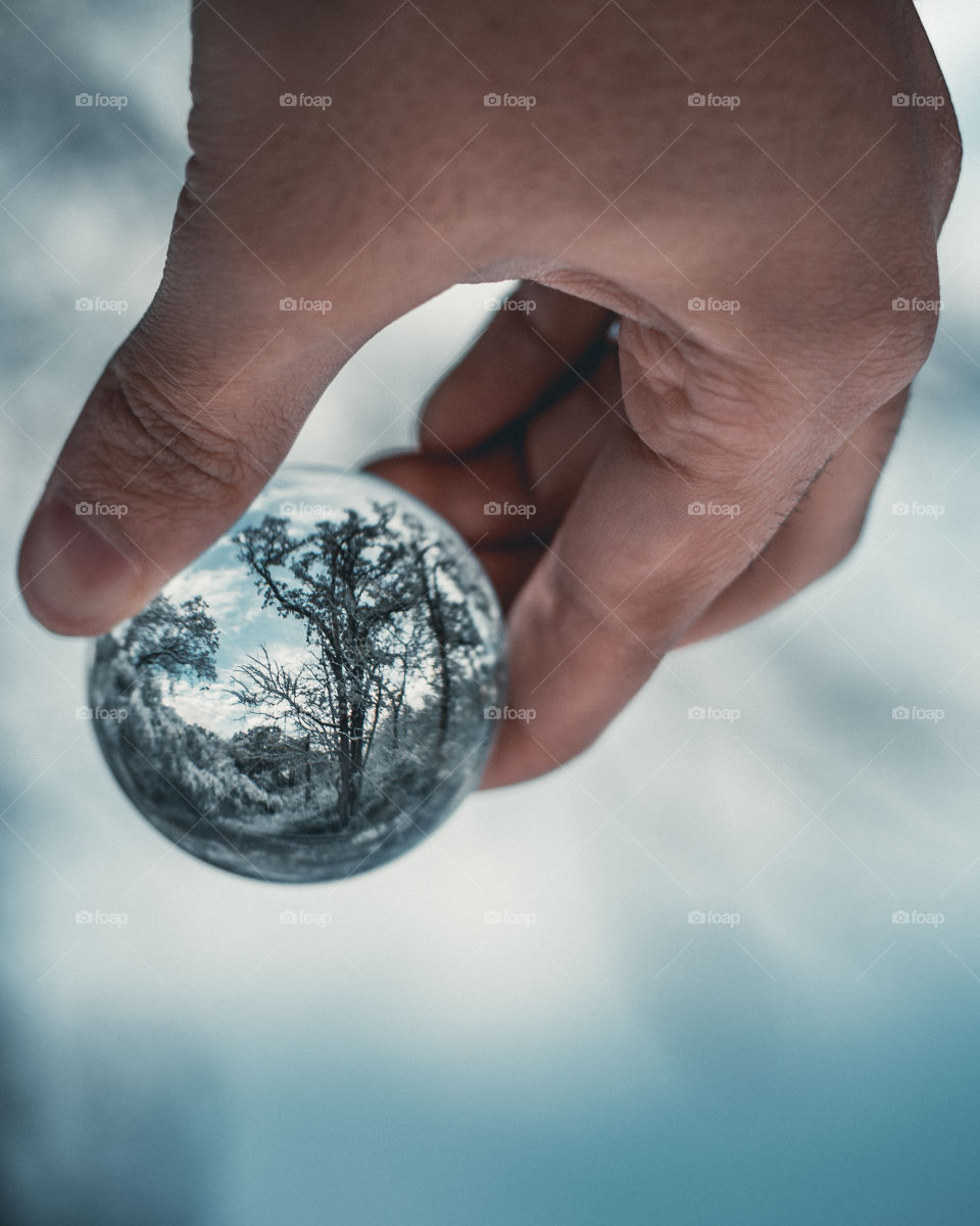 Glass ball in the snow