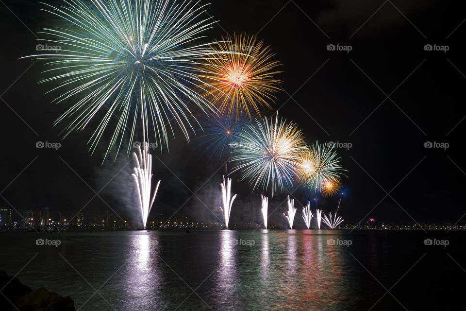 Fireworks in Florianópolis Santa Catarina Brazil.