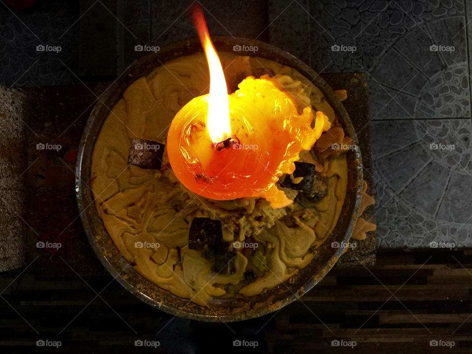Candle light  on blurred background 