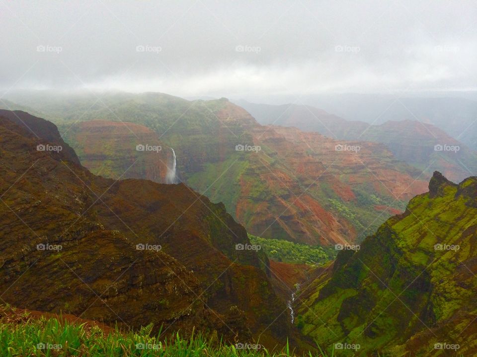 Waterfall in Kauai. Mountain waterfall in Kauai, Hawaii