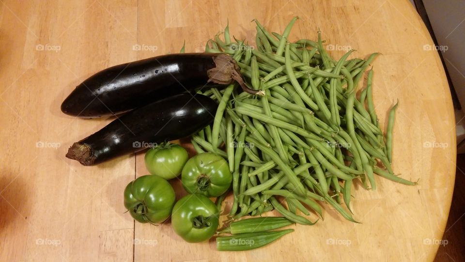 first harvest. first vegetables picked for season