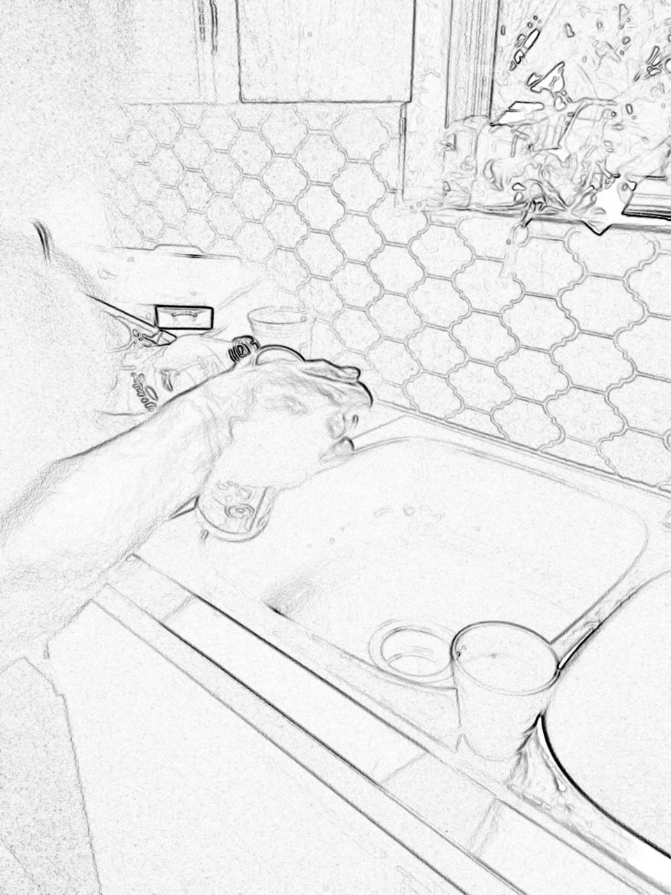 Clearing a clogged drain - digital sketch 