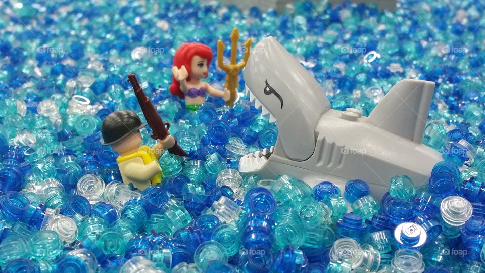 Lego shark swim funny water mermaid