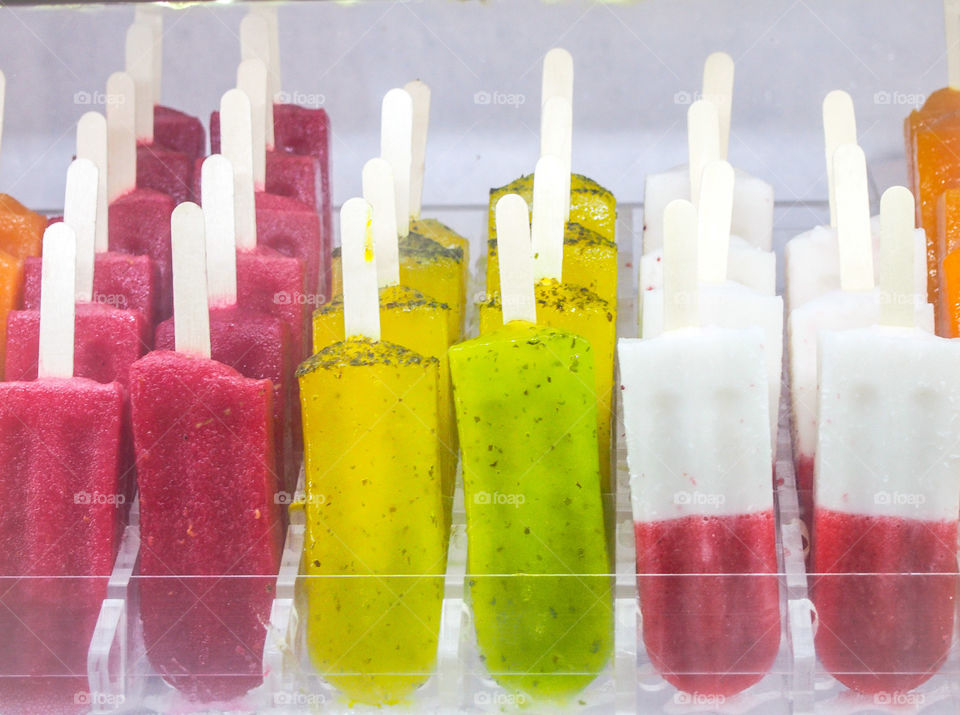 Arrangement of multi colored ice cream