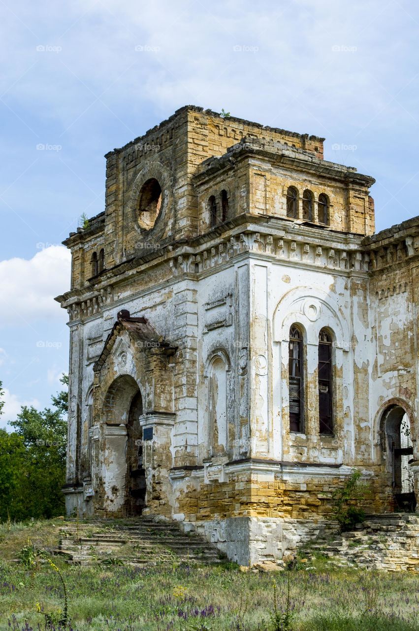 Ruins of the Catholic Cathedral of the Holy Trinity. Odessa region, Ukraine.