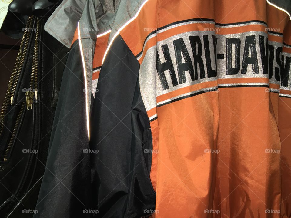 Harley Davidson reflective rain gear, orange with chaps!