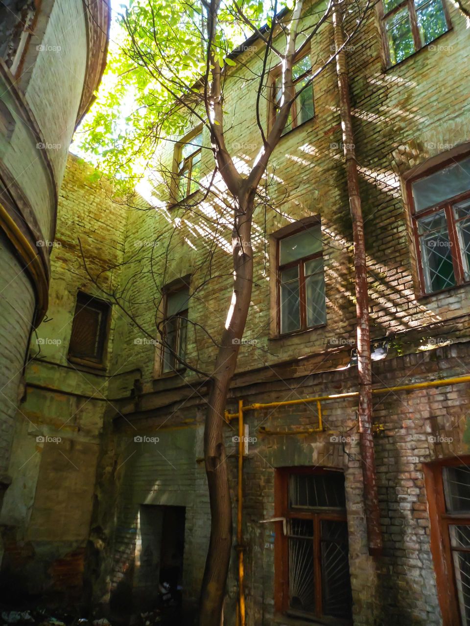 Unknown Kiev.Old yard in Podil, Kyiv, Ukraine, summer 2016