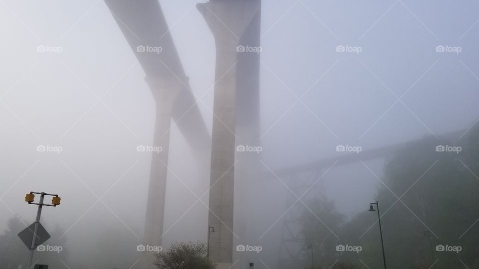 Twin Bridges in the Fog