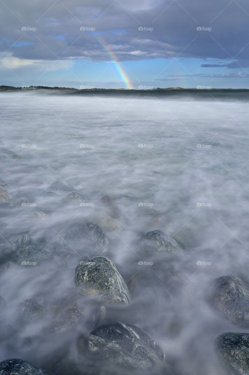 sweden water rainbow foggy by stefanzander