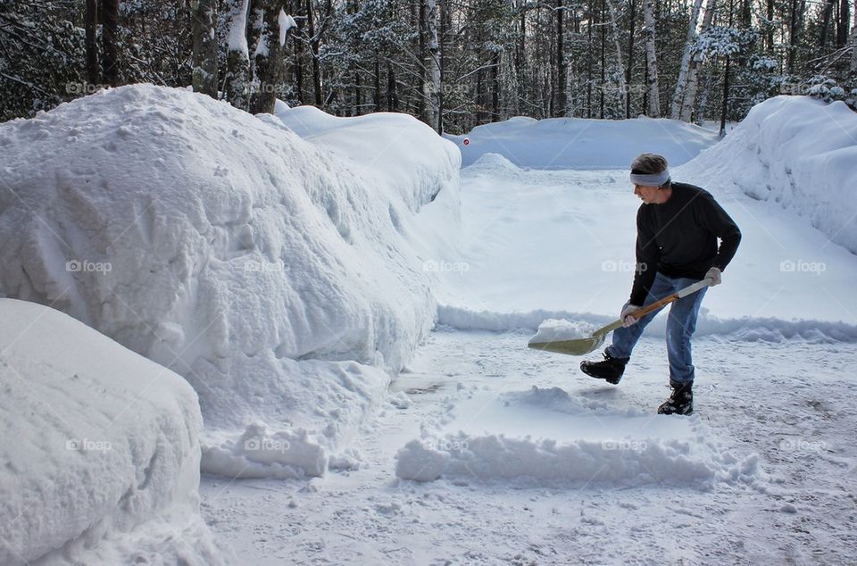 Shoveling the driveway