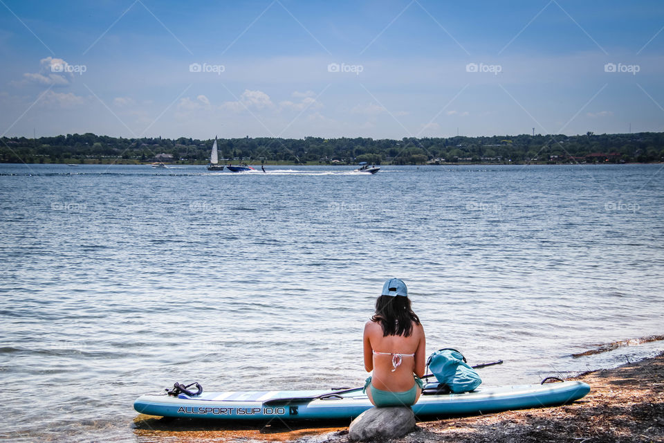 Woman by the lake