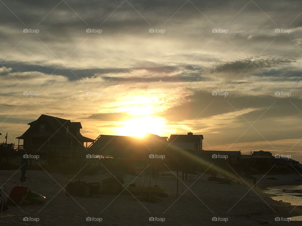 Sunrise over the houses