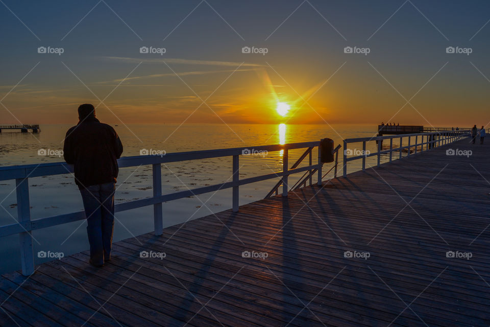 Sunset over Ribban beach in Malmö Sweden.