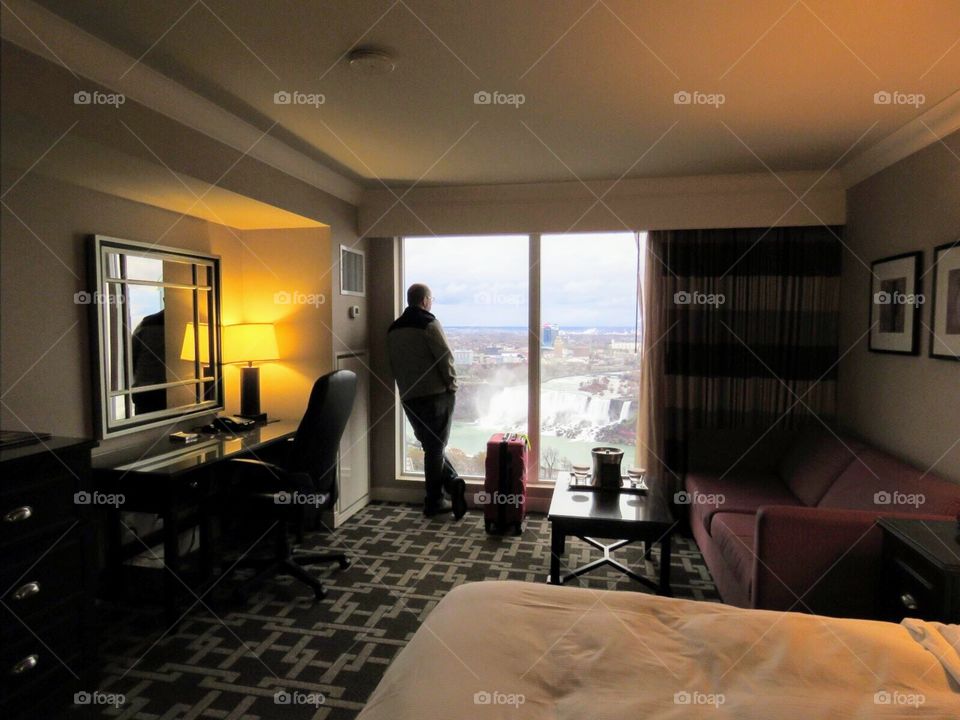 Hotel room overlooking Niagra Falls