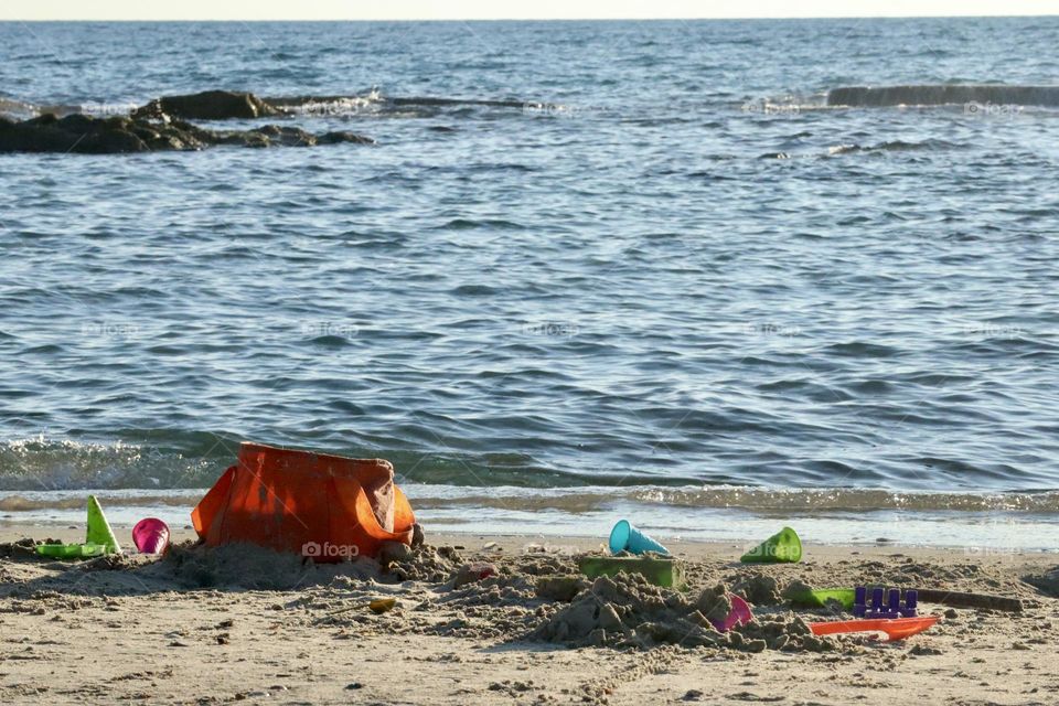 Sand toys on the beach 