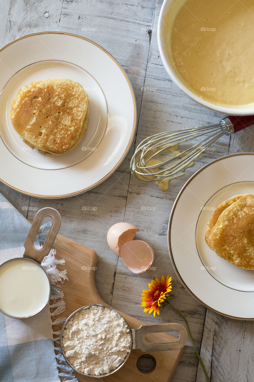 Breakfast Pancakes Food Flat Lay