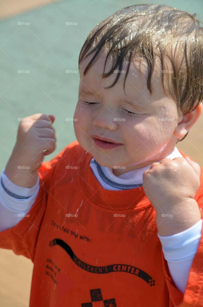 Close-up of a wet boy