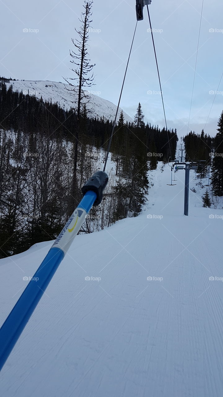 On the ski lift