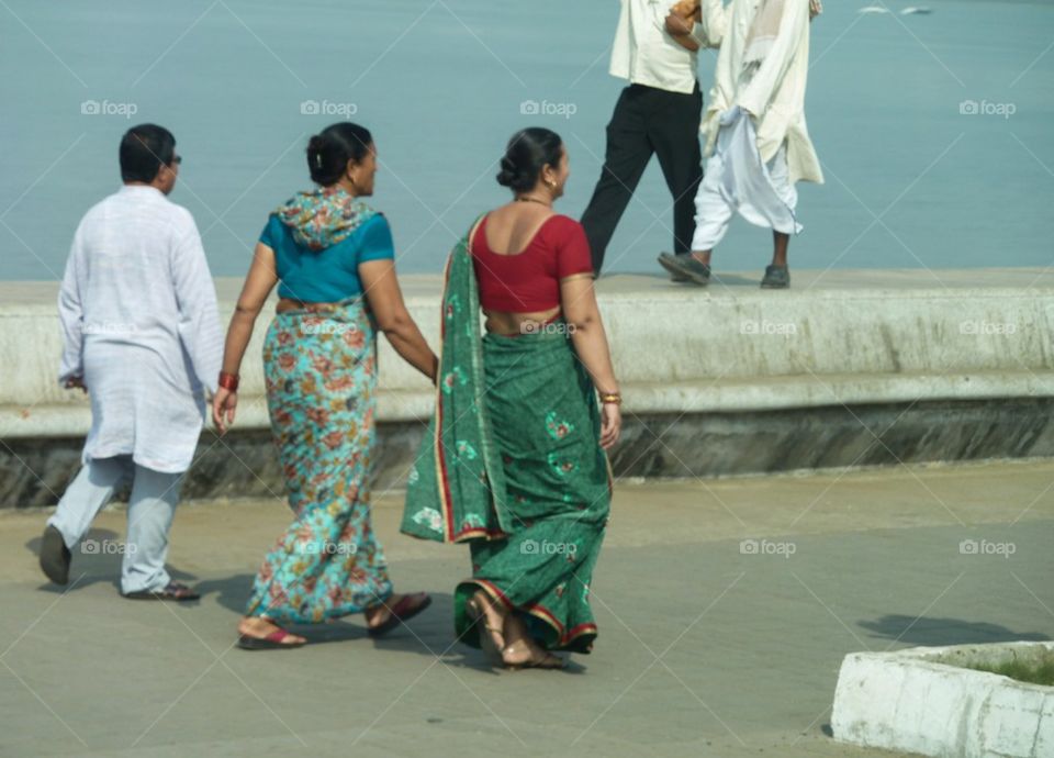 on the sidewalk in Mumbai