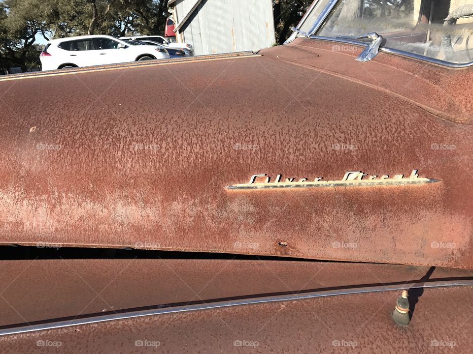 Vintage Pontiac Silver Streak resting on the property of Wimberley Valley Winery in Texas Hill Country 