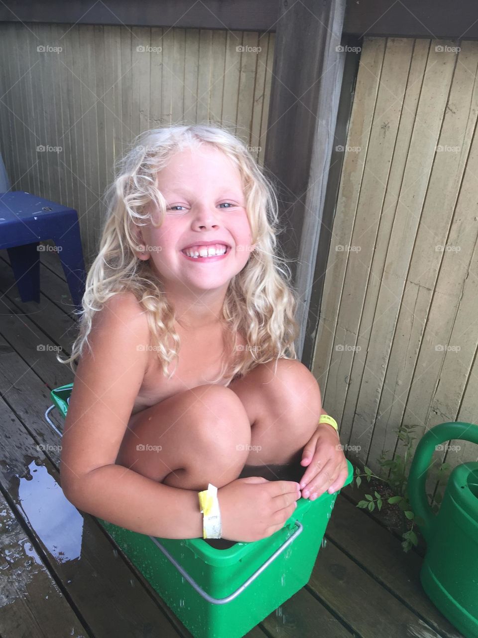 Girl takes a little bath