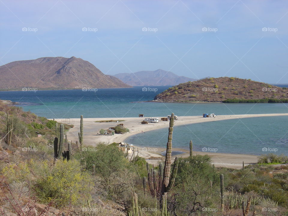 Beach El Requeson BCS. Landscape of biggest swimming pool of the world
