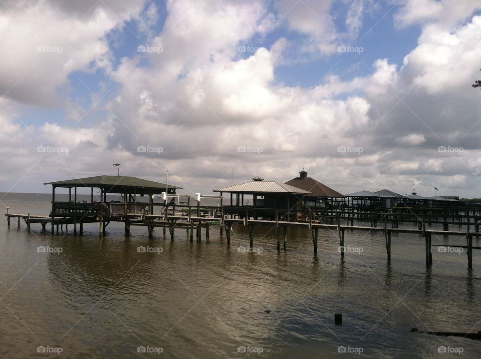 Boat houses on mobile bay Alabama