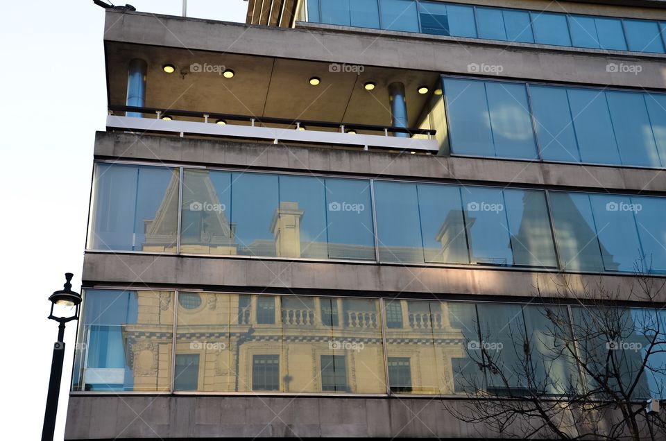 Old architecture reflecting in new architecture 