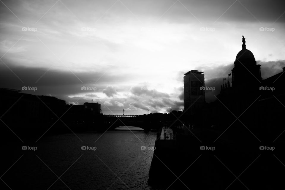 Monochrome, Sunset, Water, No Person, Architecture