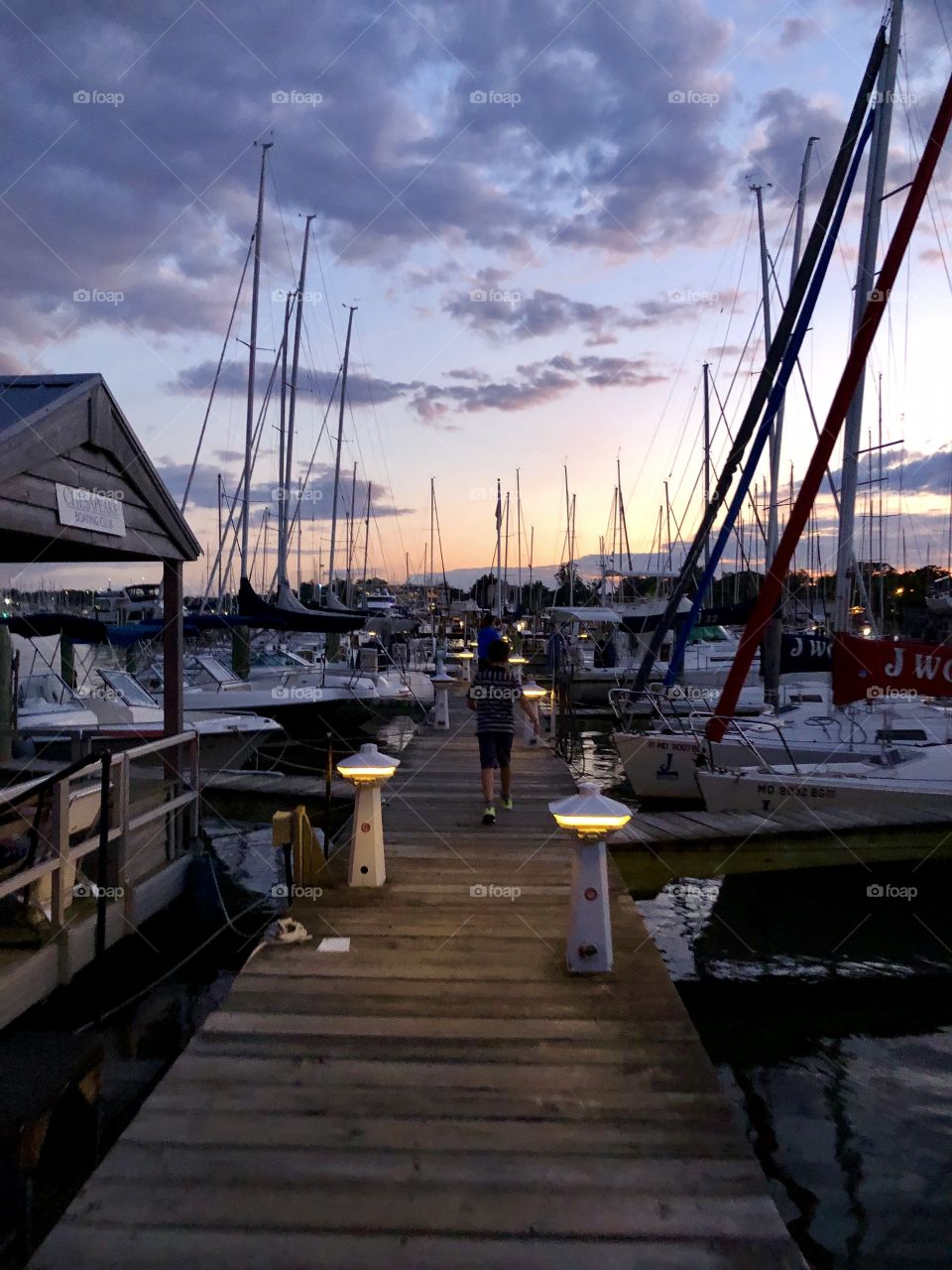 Sunset at the marina in Annapolis MD