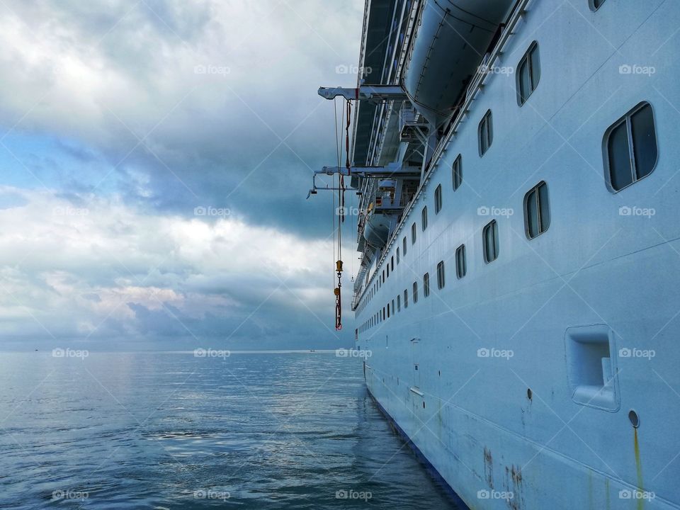 Detail of a cruise ship in navigation