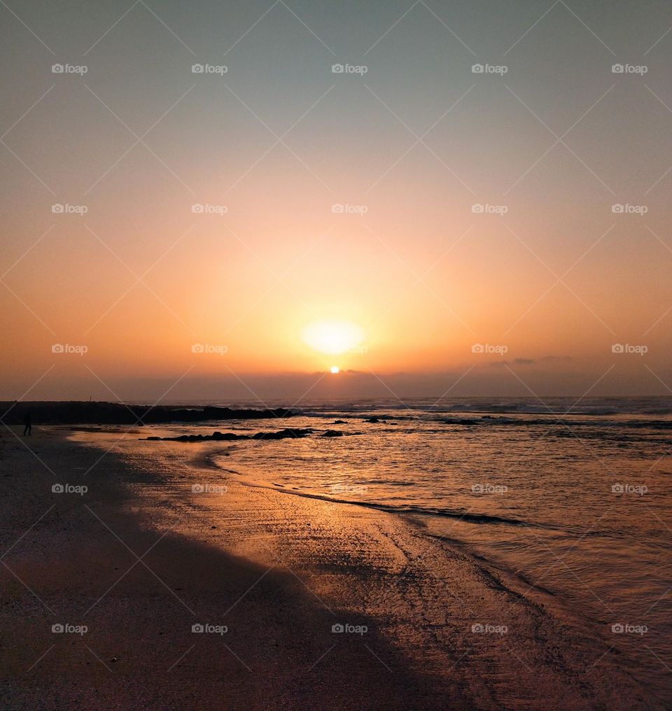 Amazing sunset and the beach