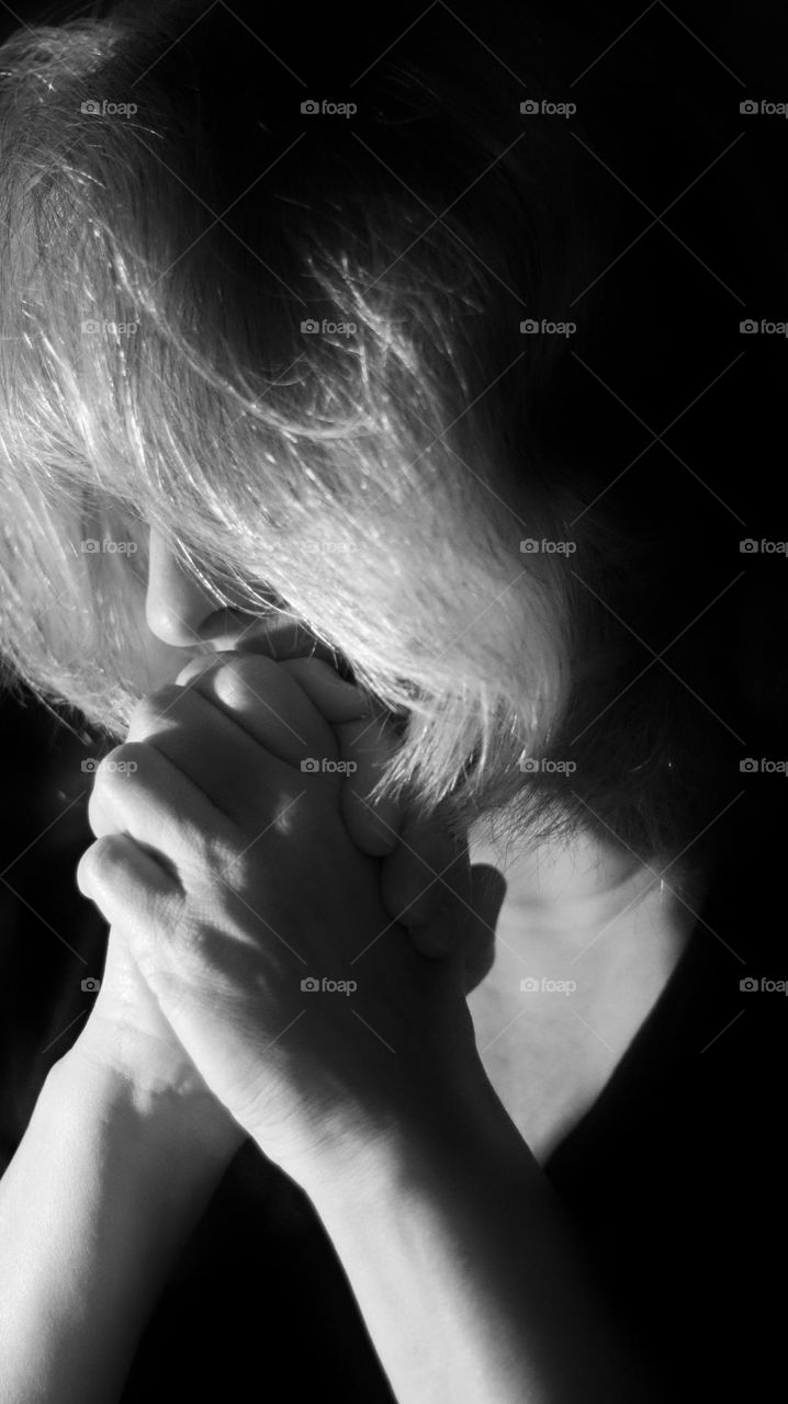 Black and white Portrait of prayer